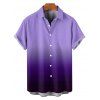Casual Couple Outfit Ombre Ruched Bust Belt Sweetheart Neck A Line Mini Dress and Roll Up Sleeve Shirt Matching Outfit - Pourpre S | US 4