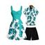 Vacation Couple Outfit Floral Pattern Ruched Bust Sweetheart Neck Belt A Line Mini Dress and Roll Up Sleeve Shirt Drawstrings Shorts Matching Outfit - Bleu S | US 4