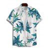 Hawaii Couple Outfit Solid Color Cinched Swim Top Tropical Plant Leaf Pattern Bowknot Boyshorts Tankini Set and Roll Up Sleeve Shirt Vacation Outfit - Blanc S | US 4