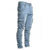 Jean skinny à poches latérales et fermeture éclair pour homme, pantalon crayon long - Bleu XXXL | US 14