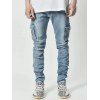 Jean skinny à poches latérales et fermeture éclair pour homme, pantalon crayon long - Bleu XXXL | US 14