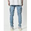 Jean skinny à poches latérales et fermeture éclair pour homme, pantalon crayon long - Bleu XXXL | US 14
