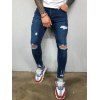Jean skinny déchiré à fermeture éclair pour homme, délavé foncé, avec poches - Bleu XXXL | US 14