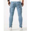 Jean skinny à poches latérales et fermeture éclair pour homme, pantalon cargo long - Bleu clair XXL | US 12
