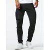 Jean skinny à poches latérales et fermeture éclair pour homme, pantalon cargo long - Noir XXL | US 12