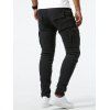 Jean skinny à poches latérales et fermeture éclair pour homme, pantalon cargo long - Noir XXL | US 12