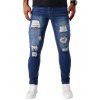 Jean skinny déchiré à fermeture éclair pour homme, jean à poches déchirées - Bleu XL