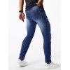 Jean skinny déchiré à fermeture éclair pour homme, jean à poches déchirées - Bleu XL