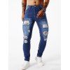 Jean skinny déchiré à fermeture éclair pour homme, jean à poches déchirées - Bleu XL