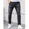 Jean skinny à fermeture éclair rayée pour homme, jean à poches déchirées - Noir XXL | US 12