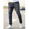 Jean skinny à fermeture éclair rayée pour homme, jean à poches déchirées - Noir XXL | US 12