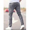 Jean skinny à fermeture éclair rayée pour homme, jean à poches déchirées - Gris XXL | US 12