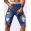 Jean droit déchiré à poches et fermeture éclair pour homme - Bleu XXL