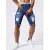 Jean droit déchiré à poches et fermeture éclair pour homme - Bleu XXL