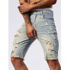 Jean droit déchiré à poches et fermeture éclair pour homme - Bleu gris XXL | US 12