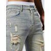 Jean droit déchiré à poches et fermeture éclair pour homme - Bleu gris XXL | US 12
