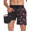 Short de plage pour homme avec cordon de serrage et motif flamant rose, poche intérieure, taille élastique - Noir XXXL | US 14