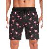 Short de plage pour homme avec cordon de serrage et motif flamant rose, poche intérieure, taille élastique - Noir XXXL | US 14
