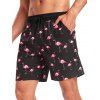 Short de plage pour homme avec cordon de serrage et motif flamant rose, poche intérieure, taille élastique - Noir XXXL | US 14