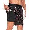 Short de plage pour homme avec cordon de serrage et motif flamant rose, poche intérieure, taille élastique - Noir XXXL | US 14