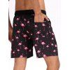Short de plage pour homme avec cordon de serrage et motif flamant rose, poche intérieure, taille élastique - Noir XXXL | US 14
