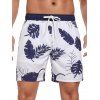 Short de plage à cordon de serrage pour homme, motif feuilles, poche intérieure, taille élastique, short de bain - Bleu profond XXXL | US 14