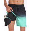 Short de plage ombré pour homme avec cordon de serrage et poche intérieure, taille élastique - Vert XXXL | US 14