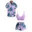Hawaii Couple Outfit Solid Color Cinched Swim Top Tropical Plant Leaf Pattern Bowknot Boyshorts Tankini Set and Roll Up Sleeve Shirt Vacation Outfit - Orange S | US 4