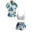 Hawaii Couple Outfit Solid Color Cinched Swim Top Tropical Plant Leaf Pattern Bowknot Boyshorts Tankini Set and Roll Up Sleeve Shirt Vacation Outfit - Orange S | US 4