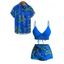 Hawaii Couple Outfit Solid Color Cinched Swim Top Tropical Plant Leaf Pattern Bowknot Boyshorts Tankini Set and Roll Up Sleeve Shirt Vacation Outfit - Orange S | US 4