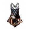 Débardeur à motif rayé et étoile, drapeau américain, motif aigle, bretelles en treillis, jour de l'indépendance, ourlet pointu, bretelles réglables, haut patriotique - multicolor XXXXL | US 18