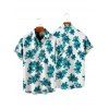Vacation Couple Outfit Floral Pattern Ruched Bust Sweetheart Neck Belt A Line Mini Dress and Roll Up Sleeve Shirt Drawstrings Shorts Matching Outfit - Vert clair S | US 4