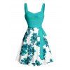Vacation Couple Outfit Floral Pattern Ruched Bust Sweetheart Neck Belt A Line Mini Dress and Roll Up Sleeve Shirt Drawstrings Shorts Matching Outfit - Vert clair S | US 4