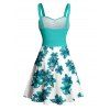 Vacation Couple Outfit Floral Pattern Ruched Bust Sweetheart Neck Belt A Line Mini Dress and Roll Up Sleeve Shirt Drawstrings Shorts Matching Outfit - Vert clair S | US 4