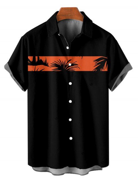 Chemise de vacances à imprimé palmiers, chemise boutonnée à manches courtes