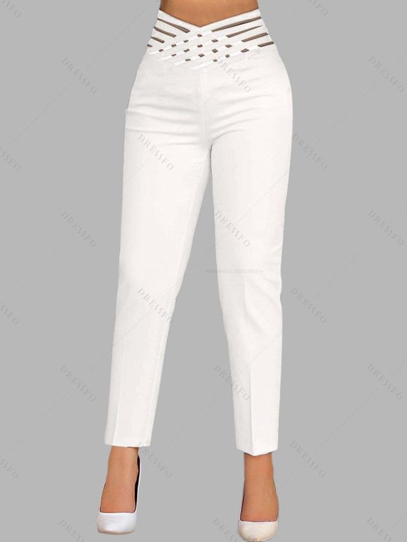 Casual Women Outfit Flower Printed Ruffle Off The Shoulder Bowknot Tee and Plain Color Striped Crossover Skinny Long Pants Two Piece Set - Vert clair S | US 4