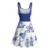 Robe de Plage Ligne A en Couleur Contrastée Motif de Crâne Etoile de Mer et de Mer Ceinturée - Bleu profond L | US 8-10