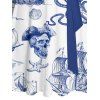 Robe de Plage Ligne A en Couleur Contrastée Motif de Crâne Etoile de Mer et de Mer Ceinturée - Bleu profond XXXXL | US 18
