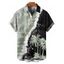 Men's Contrast Color Printed Coconut Tree Hawaii Shirt Button Up Roll Up Sleeve Vacation Shirt - LIGHT GREEN XL