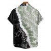 Men's Contrast Color Printed Coconut Tree Hawaii Shirt Button Up Roll Up Sleeve Vacation Shirt - LIGHT GREEN XL