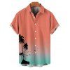 Chemise de vacances à manches courtes et boutons, imprimé palmier dégradé - Orange S