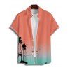 Chemise de vacances à manches courtes et boutons, imprimé palmier dégradé - Orange S