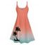 Mini Robe de Vacances Arbre Palmier Imprimé à Bretelle Fine à Col V - Rose clair XXXL | US 16
