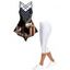 Independence Day Women Outfit Eagle American Flag Pattern Lattice Strap Tank Top and Lace Up Capri Legging Patriotic Two Piece Set - Noir S | US 4