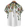 Chemise de vacances à motif floral et feuilles pour homme, chemise décontractée à manches courtes et boutons retroussables - Blanc 5XL