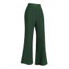 Pantalon long texturé de couleur unie, pantalon décontracté à taille haute élastique et jambes larges - Vert profond XXL | US 14