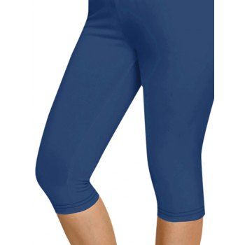 Solid Color Elastic High Waisted Capri Pants Casual Skinny Yoga Cropped Leggings