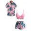 Hawaii Couple Outfit Solid Color Cinched Swim Top Tropical Plant Leaf Pattern Bowknot Boyshorts Tankini Set and Roll Up Sleeve Shirt Vacation Outfit - Orange S | US 4