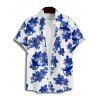 Chemise de vacances à motif floral pour homme, chemise décontractée à manches courtes et boutons retroussables - Bleu M