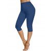 Pantalon capri taille haute élastique de couleur unie, leggings courts de yoga skinny décontractés - Bleu de Minuit S | US 4